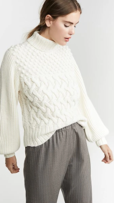 Apiece Apart Quercia Cable-knit Alpaca-blend Sweater In Cream