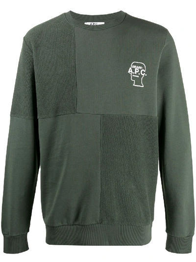 Apc X Brain Dead Logo-print Cotton Sweatshirt In Green
