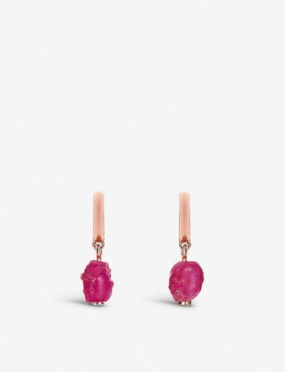 Monica Vinader Caroline Issa Pink Quartz And 18k Rose Gold Huggie Earrings In 18ct Rose Gold