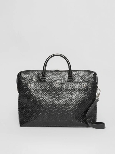 Burberry Triple Stud Monogram Leather Briefcase In Black