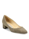 Manolo Blahnik Listony Suede Block Heel Pumps In Camel