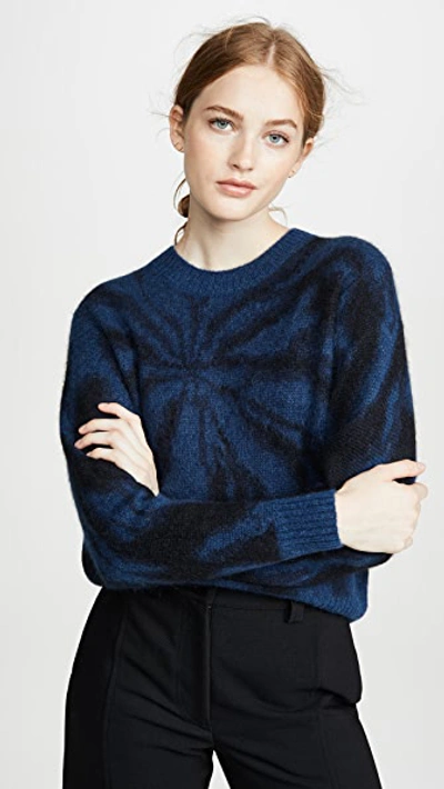 Vince Tie Dye Alpaca & Mohair Blend Crewneck Sweater In Navy