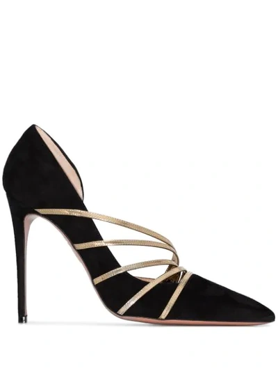 Aquazzura Minou Suede And Metallic Pumps In Black