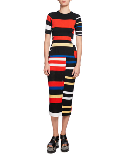 Proenza Schouler Short-sleeve Colorblock Knit Top, Multi In Multi ...