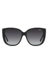 Quay Ever After 59mm Cat Eye Sunglasses In Matte Black,smoke Fade
