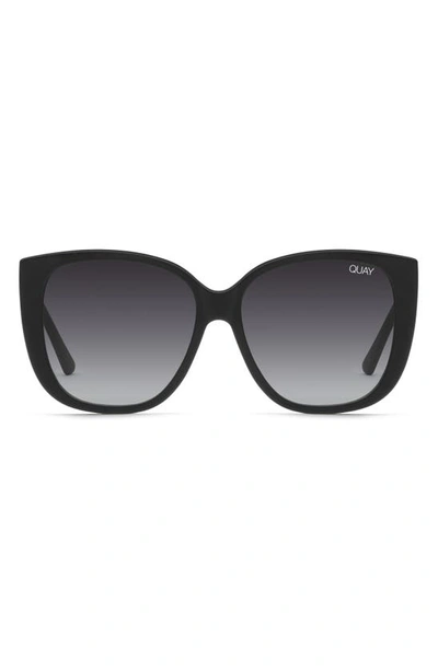 Quay Ever After 59mm Cat Eye Sunglasses In Matte Black,smoke Fade