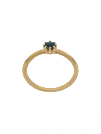 Astley Clarke Gold Plated Vermeil Silver Mini Linia London Blue Topaz Ring