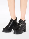 Miu Miu Lace-up Platform Booties In Black