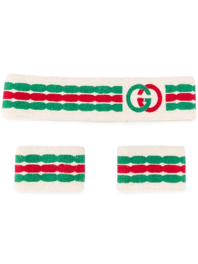 Gucci Double G Headband And Wrist Cuffs In Neutrals