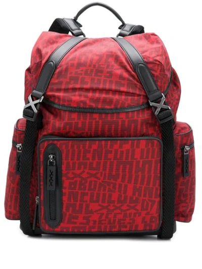 Ermenegildo Zegna Letter Printed Backpack In Red