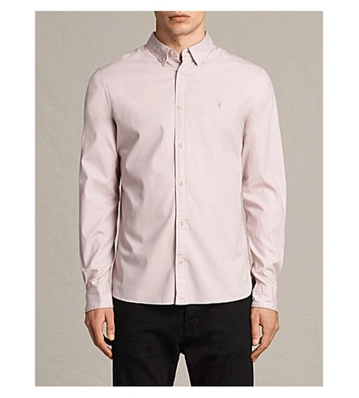 Allsaints Redondo Slim-fit Cotton Shirt In Ash Pink
