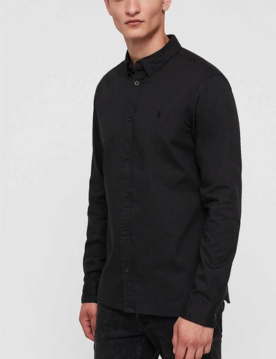 Allsaints Mens Black Redondo Slim-fit Cotton Shirt M