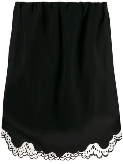 N°21 Virgin Wool & Lace Mini Skirt In Black