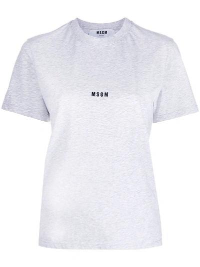 Msgm Logo Printed T-shirt In Grey
