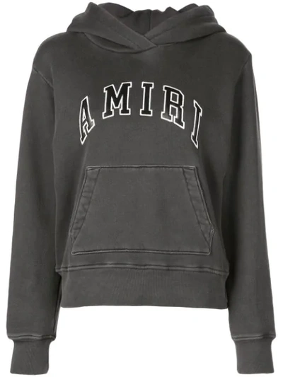 Amiri Logo Cotton Jersey Sweatshirt Hoodie In Grey