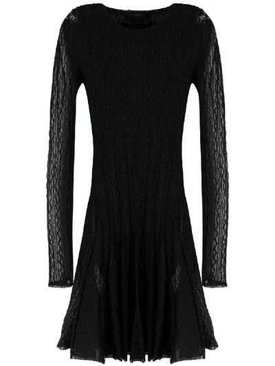 Philipp Plein Long Sleeved Knit Dress In Black