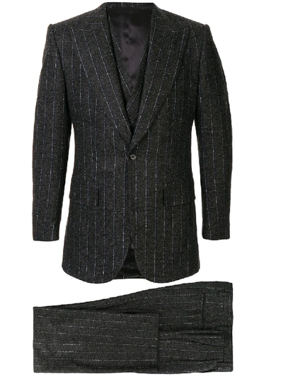 Dolce & Gabbana Pin Stripe Three Piece Suit In Grey