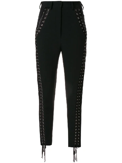 Dolce & Gabbana Eyelet Detail Lace-up Trousers In Black