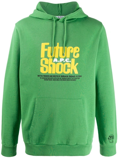 Apc X Brain Dead Future Shock Hoodie In Green