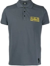 Fendi Logo Patch Piqué Polo Shirt In Grey