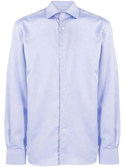 Corneliani Plain Long-sleeved Shirt In Blue