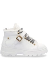 Miu Miu Chunky Lace-up Boots In White