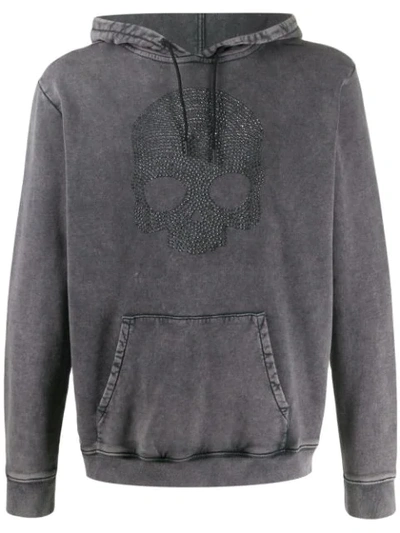 Hydrogen Skull Embellished Hoodie In Grey