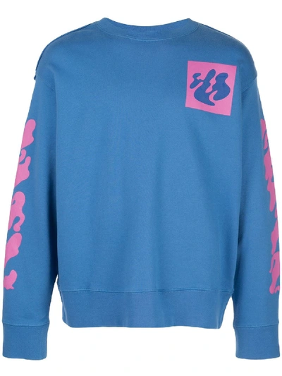 Off-white Shape Of Incompiuto Crew Neck Sweater In Blue