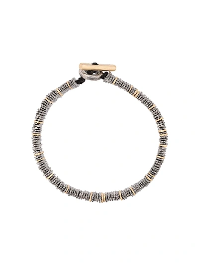 M Cohen Distressed Barcode Bracelet In Gold ,silver
