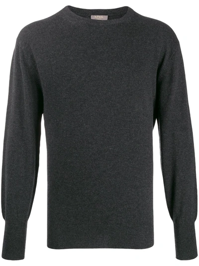 N•peal Oxford Round Neck Jumper In Black