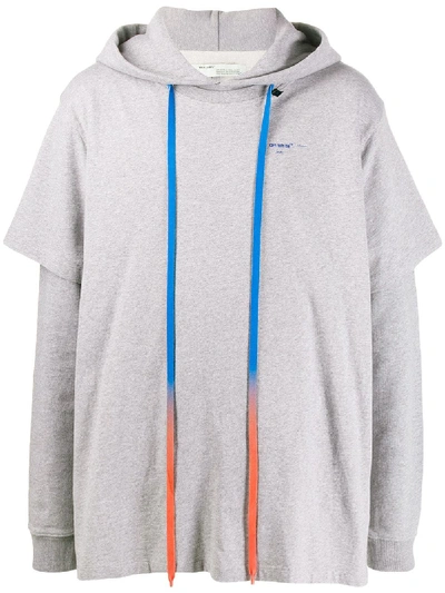 Off-white Layered Style Hoodie T-shirt In Grey
