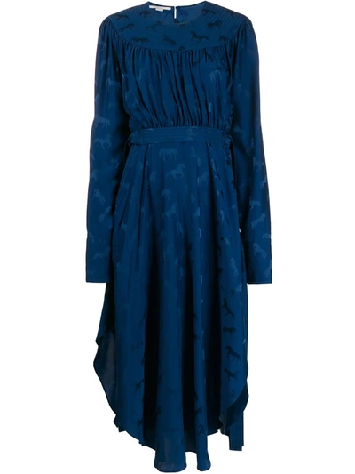 Stella Mccartney Horses Jacquard Midi Dress In Blue