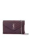 Saint Laurent Monogram Chain Wallet In Purple