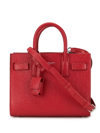 Saint Laurent Nano Sac De Jour Tote In Red