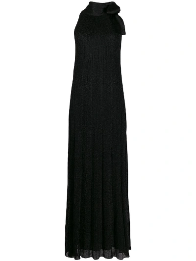 M Missoni Lurex Knit Halterneck Maxi Dress In Black
