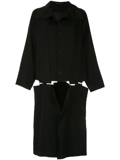 Yohji Yamamoto Suspender Midi Coat In Black