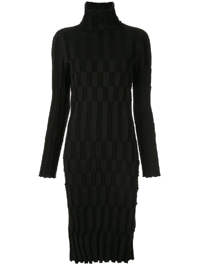 Yohji Yamamoto Geometric Knit Midi Dress In Black