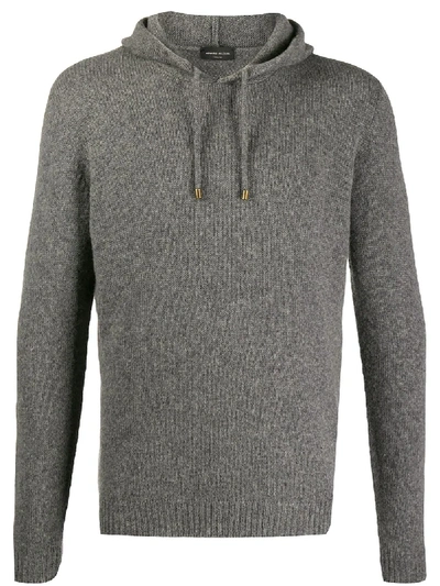 Roberto Collina Drawstring Hooded Sweater In Grey