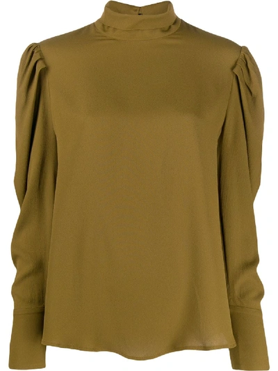 Tela Funnel-neck Ruffle Top In Green