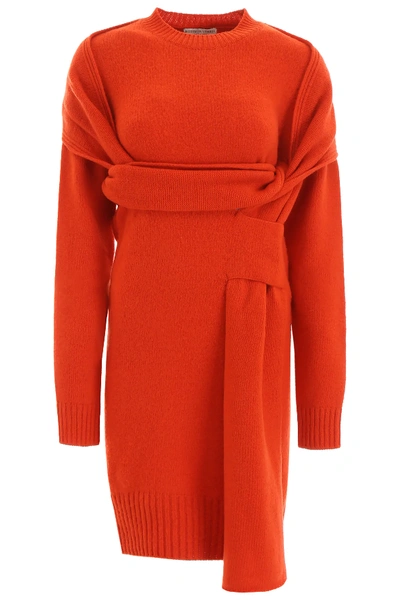 Bottega Veneta Knot Dress In Orange