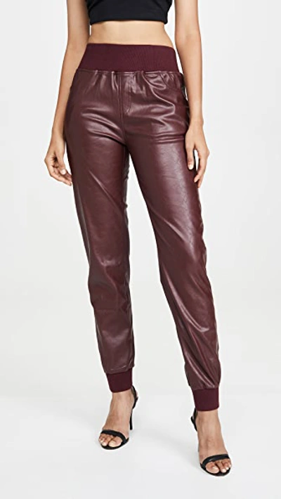 Kendall + Kylie Cobain Vegan Leather Pants In Red Currant