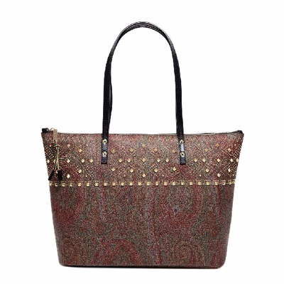 Etro Studded Paisley Print Tote Bag In Multi