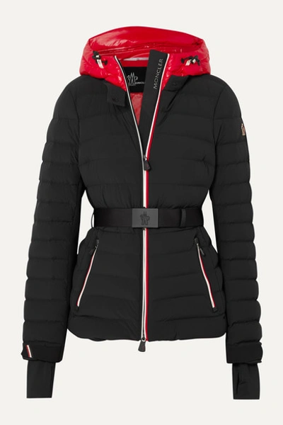 Moncler Bruche Belted Two-tone Quilted Ski Jacket In Black