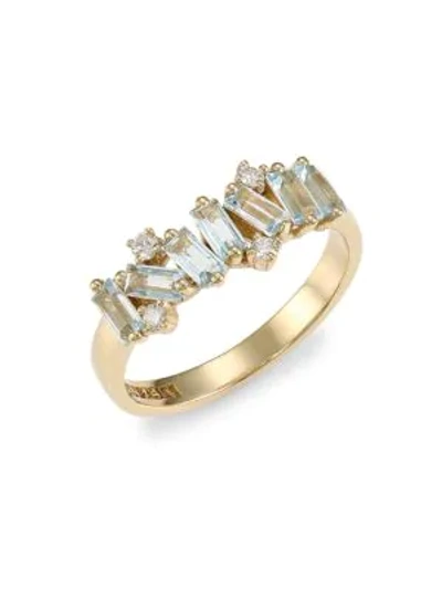 Kalan By Suzanne Kalan Women's 14k Yellow Gold, Diamond & Blue Topaz Ring