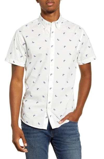 Bonobos Riviera Slim Fit Frog Print Short Sleeve Button-down Shirt In Butterfly - Pink Carmine