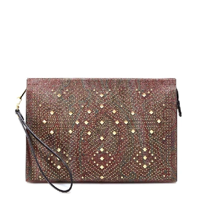 Etro Studded Paisley Print Clutch Bag In Multi