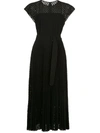 Akris Punto Dot Lace Belted Cap-sleeve Silk-trim A-line Dress In Black