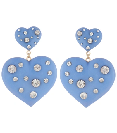 Dannijo Amante Resin & Crystal Heart Drop Earrings In Blue