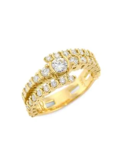 Plevé Women's 18k Yellow Gold Diamond Shank Bypass Wrap Ring
