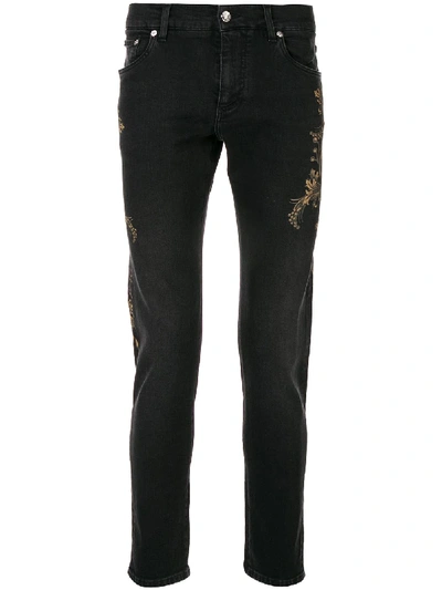 Dolce & Gabbana Fleur De Lis Jeans In Black